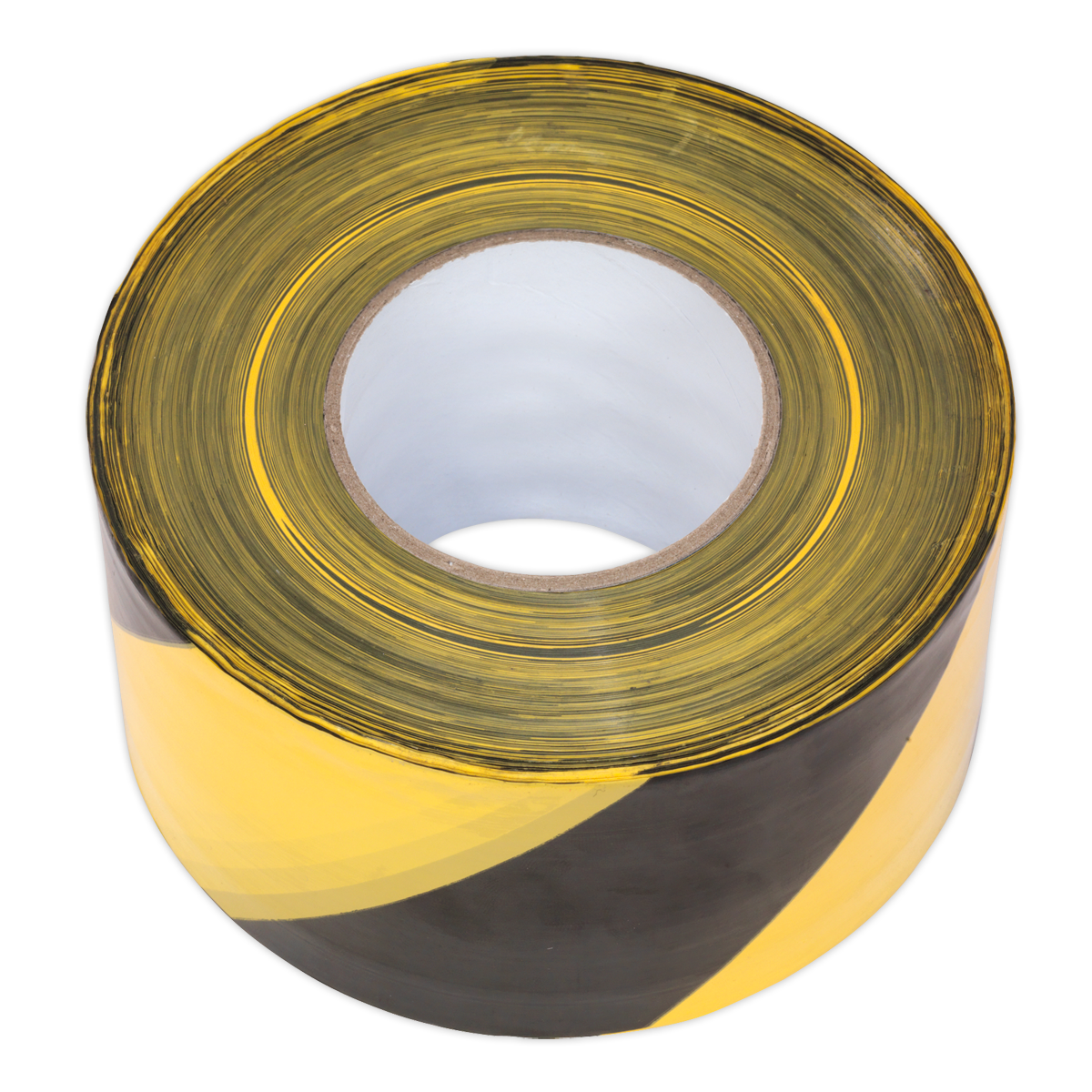 Sealey 80mm x 100m Black/Yellow Non-Adhesive Hazard Warning Barrier Tape BTBY