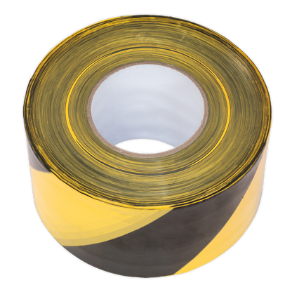 Sealey 80mm x 100m Black/Yellow Non-Adhesive Hazard Warning Barrier Tape BTBY