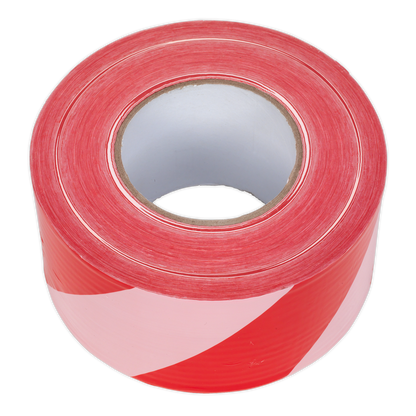 Sealey 80mm x 100m Red/White Non-Adhesive Hazard Warning Barrier Tape BTRW