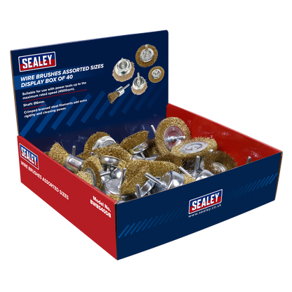 Sealey Wire Brushes Assorted Sizes Display Box of 40 BWBS40DB
