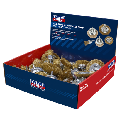 Sealey Wire Brushes Assorted Sizes Display Box of 40 BWBS40DB