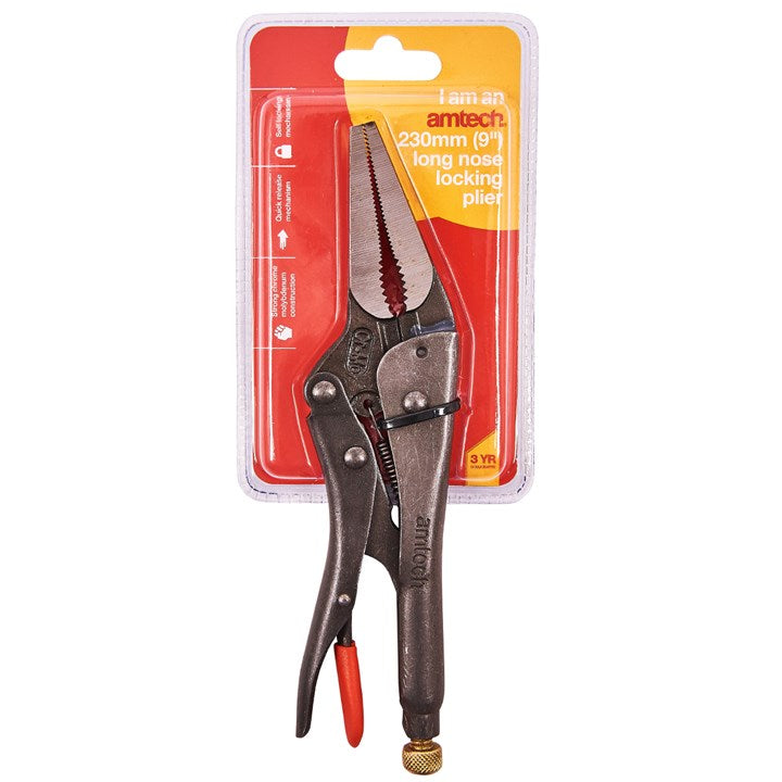 Amtech 230mm (9") Long nose locking pliers C1525