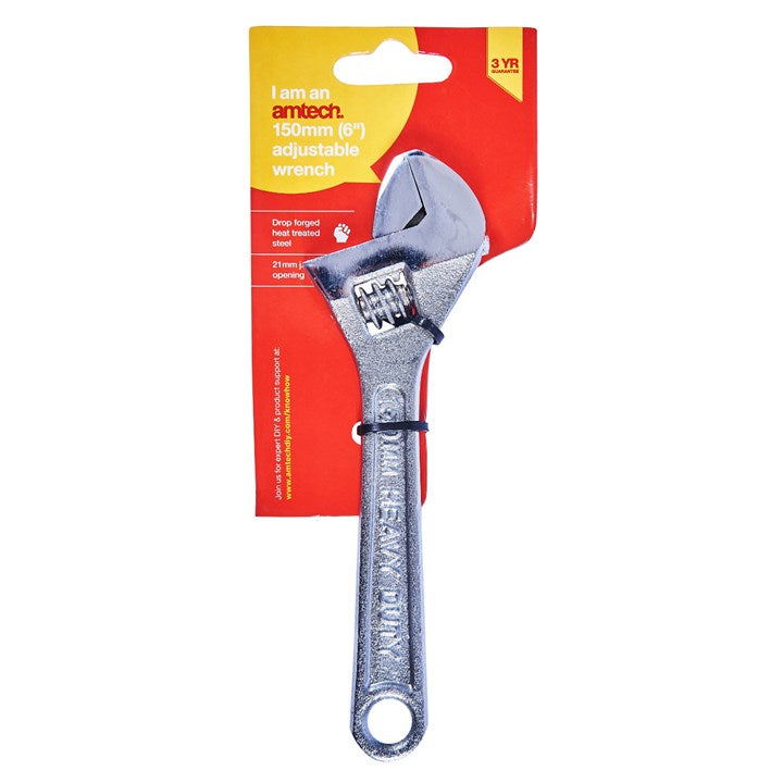 Amtech 150mm (6") Adjustable wrench with 20mm (0.8") jaw opening C1800