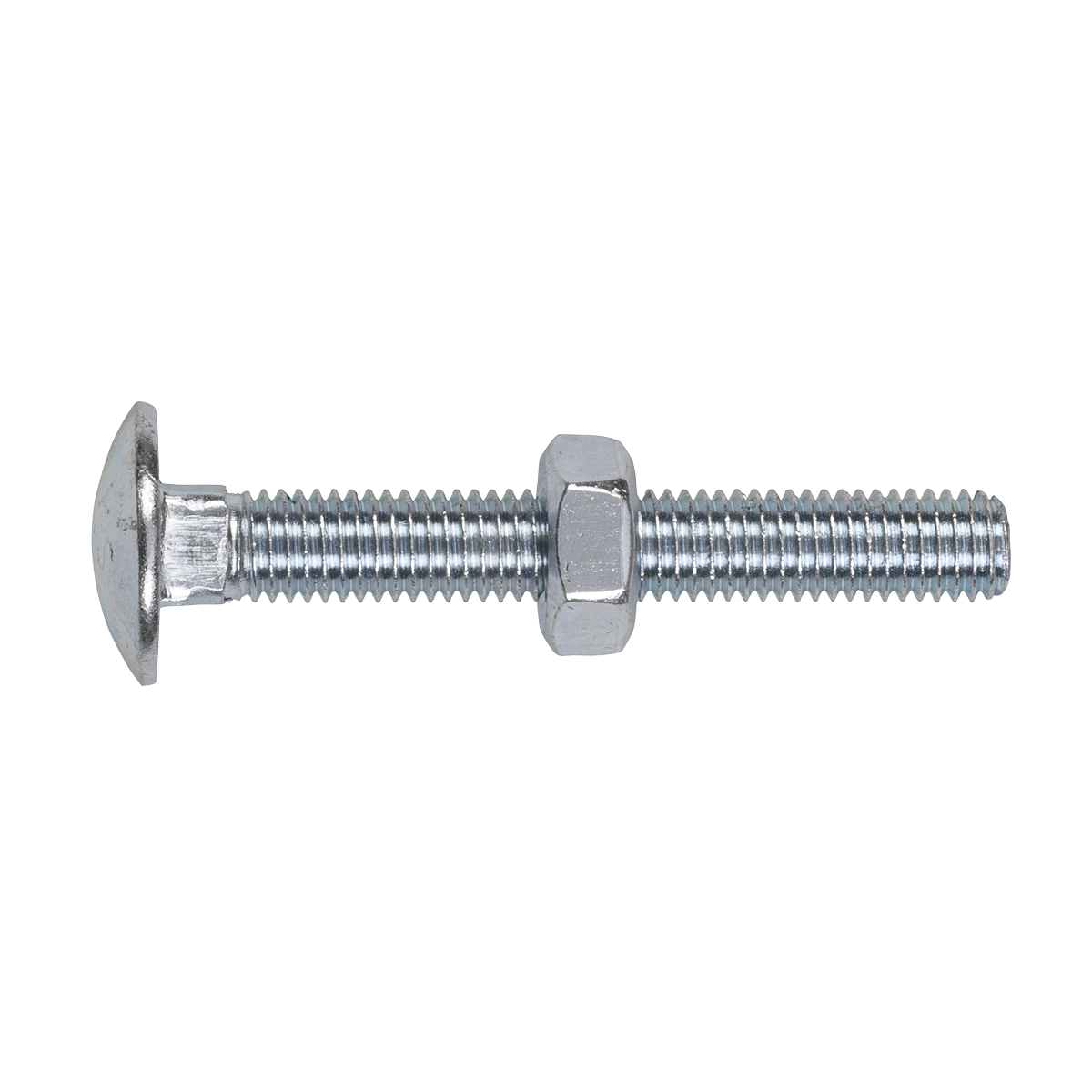 Sealey Zinc Plated Coach Bolt & Nut DIN 603 - M10 x 75mm - Pack of 50 CBN1075