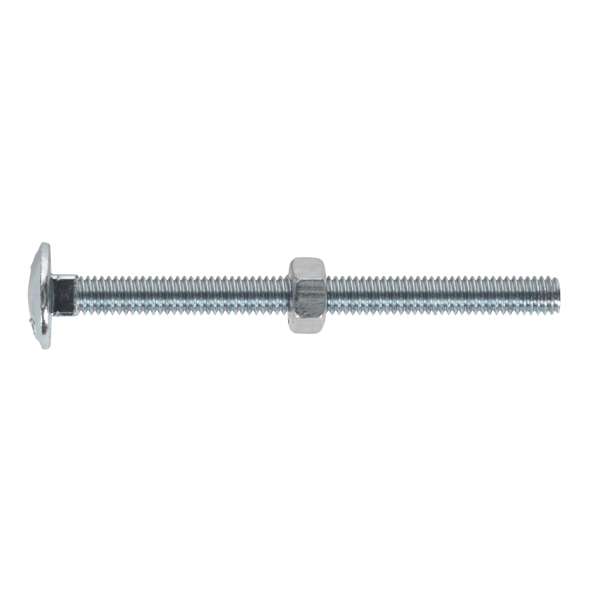 Sealey Zinc Plated Coach Bolt & Nut DIN 603 M6 x 75mm - Pack of 100 CBN675