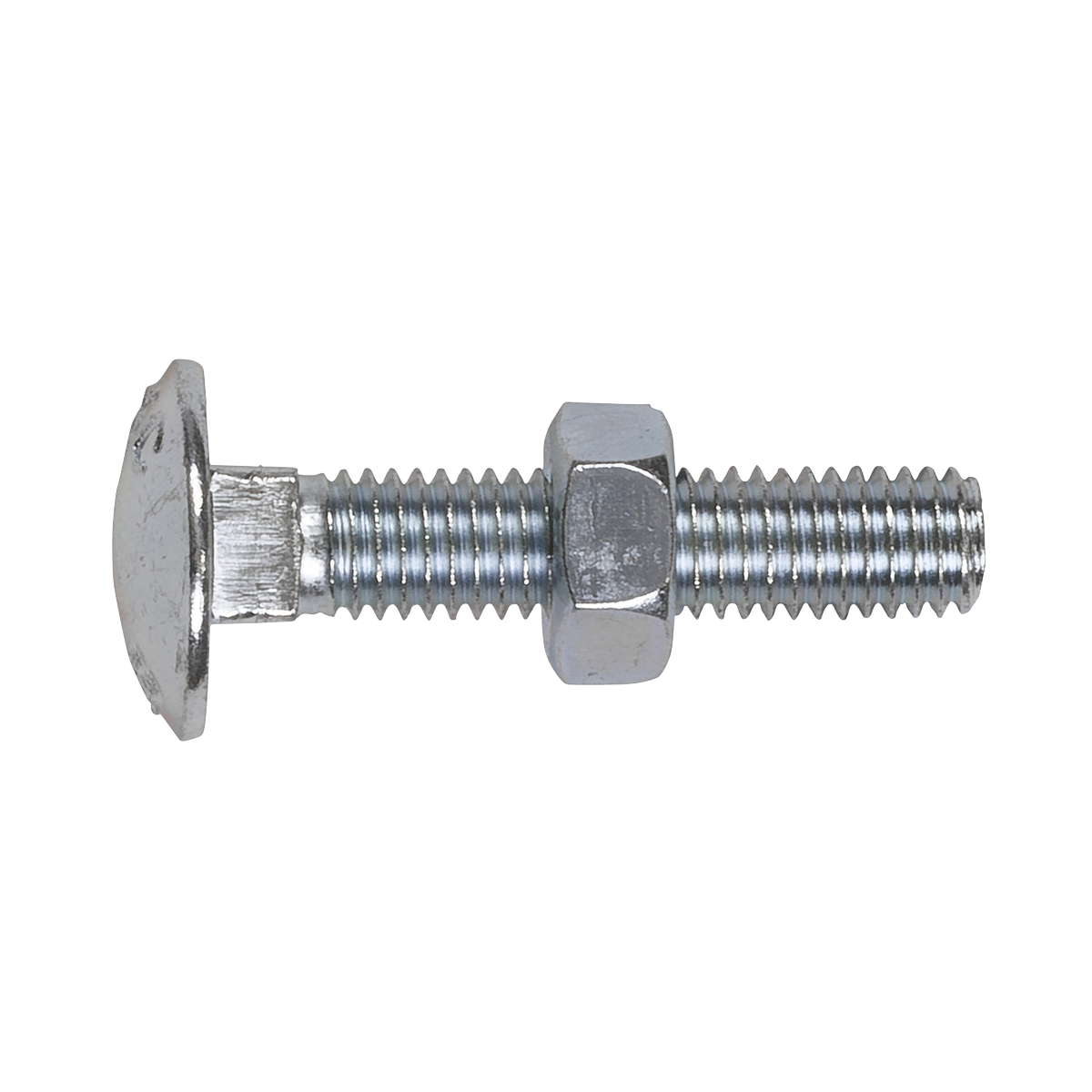 Sealey Zinc Plated Coach Bolt & Nut DIN 603 - M8 x 40mm - Pack of 50 CBN840