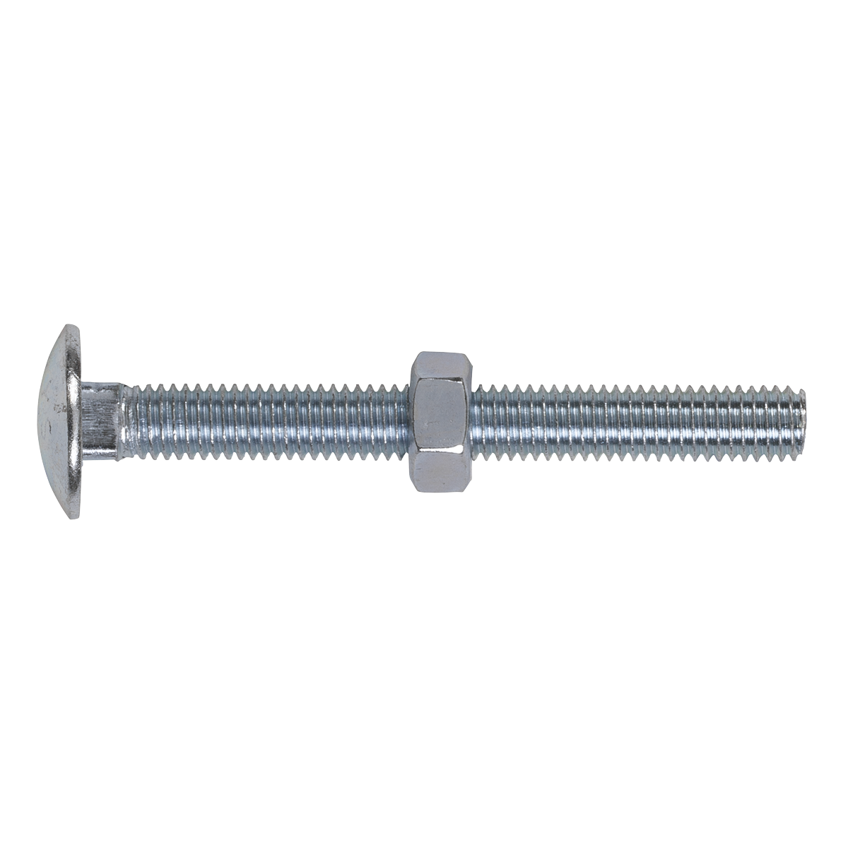 Sealey Zinc Plated Coach Bolt & Nut DIN 603 - M8 x 75mm - Pack of 50 CBN875