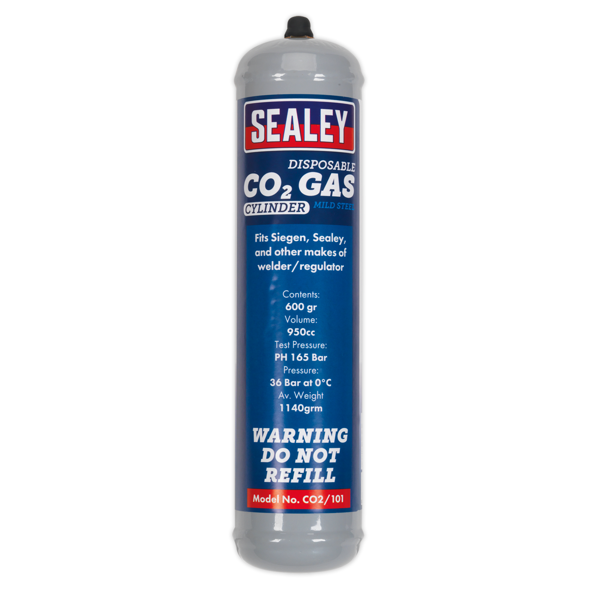 Sealey Disposable Carbon Dioxide Gas Cylinder 600g CO2/101