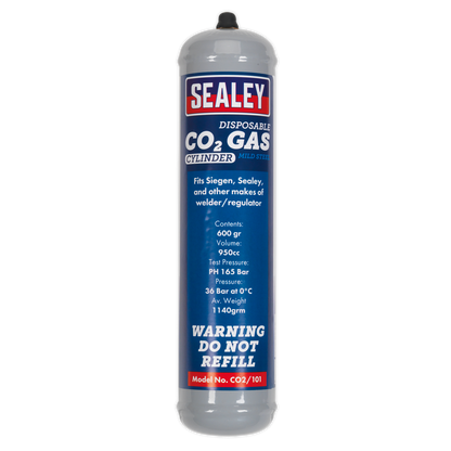 Sealey Disposable Carbon Dioxide Gas Cylinder 600g CO2/101