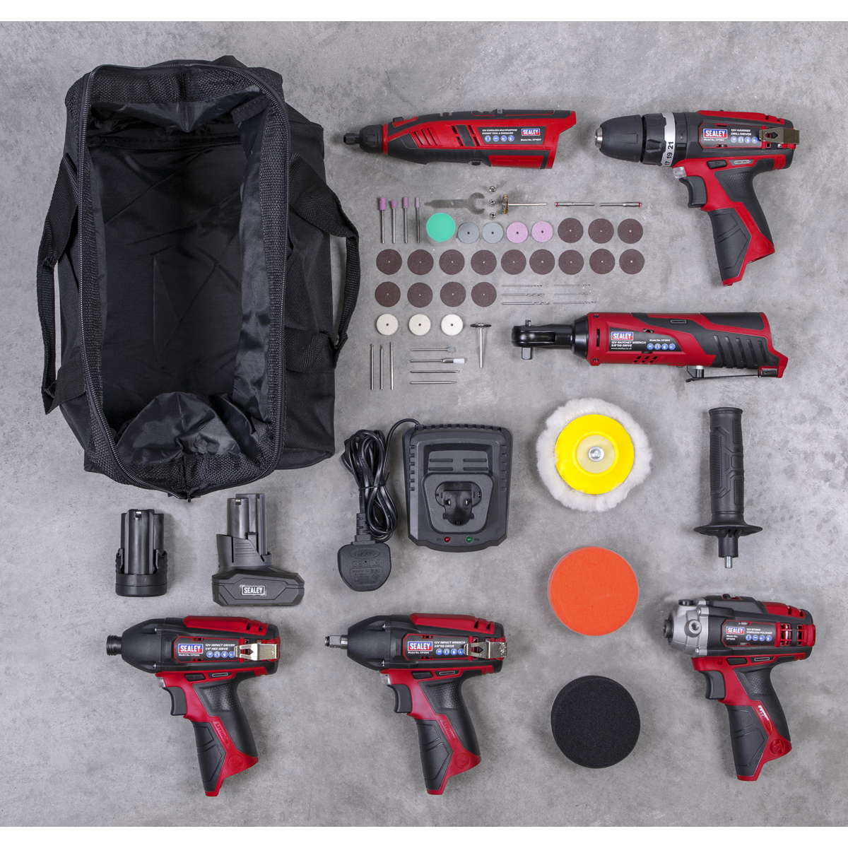 Sealey 6 x 12V SV12 Series Cordless Power Tool Combo Kit CP1200COMBO2