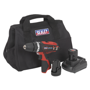 Sealey 12V SV12 Series Ø10mm Hammer Drill/Driver Kit - 2 Batteries CP1201KIT