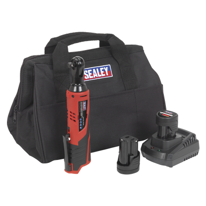 Sealey 12V SV12 Series 3/8"Sq Drive Ratchet Wrench Kit - 2 Batteries CP1202KIT