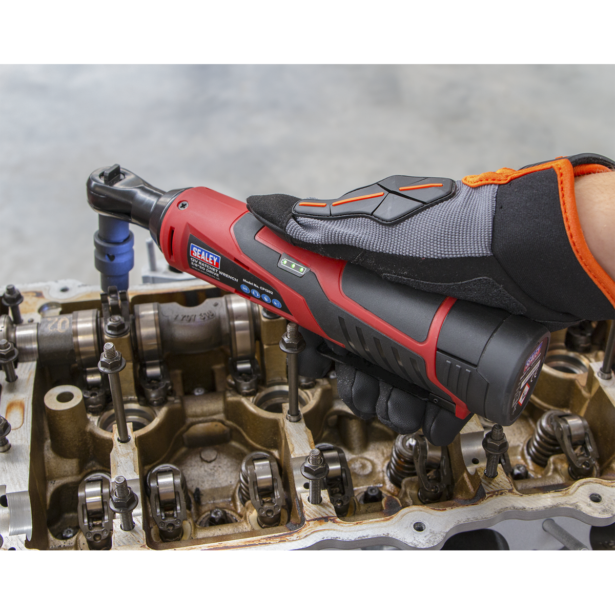 Sealey 12V SV12 Series 3/8"Sq Drive Cordless Ratchet Wrench 45Nm - Body Only CP1202