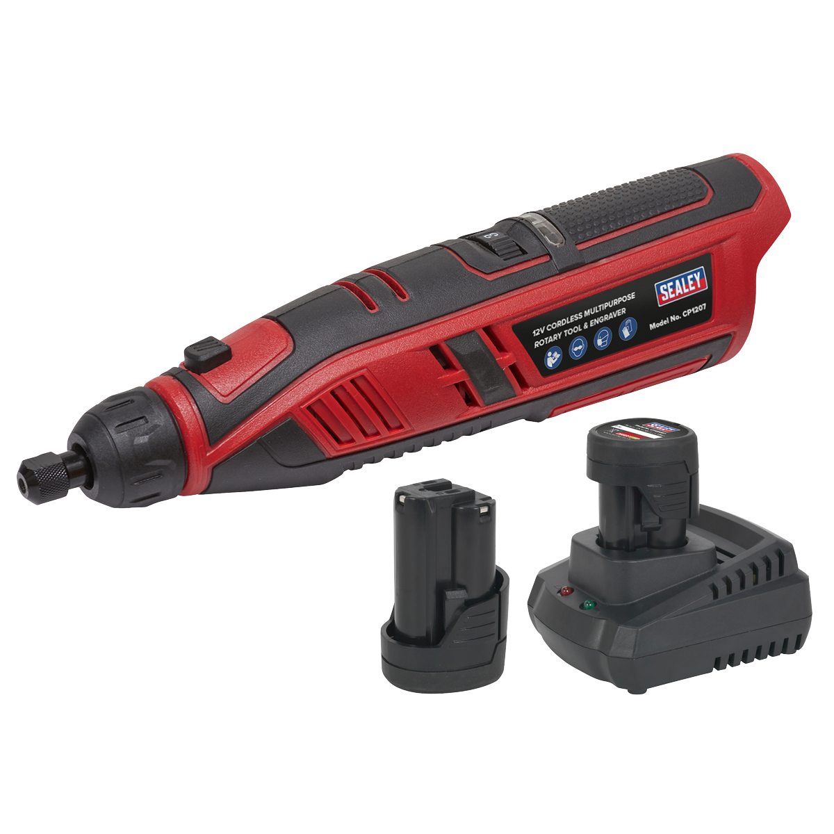 Sealey 12V SV12 Series Cordless Multipurpose Rotary Tool & Engraver Kit - 2 Batteries CP1207KIT