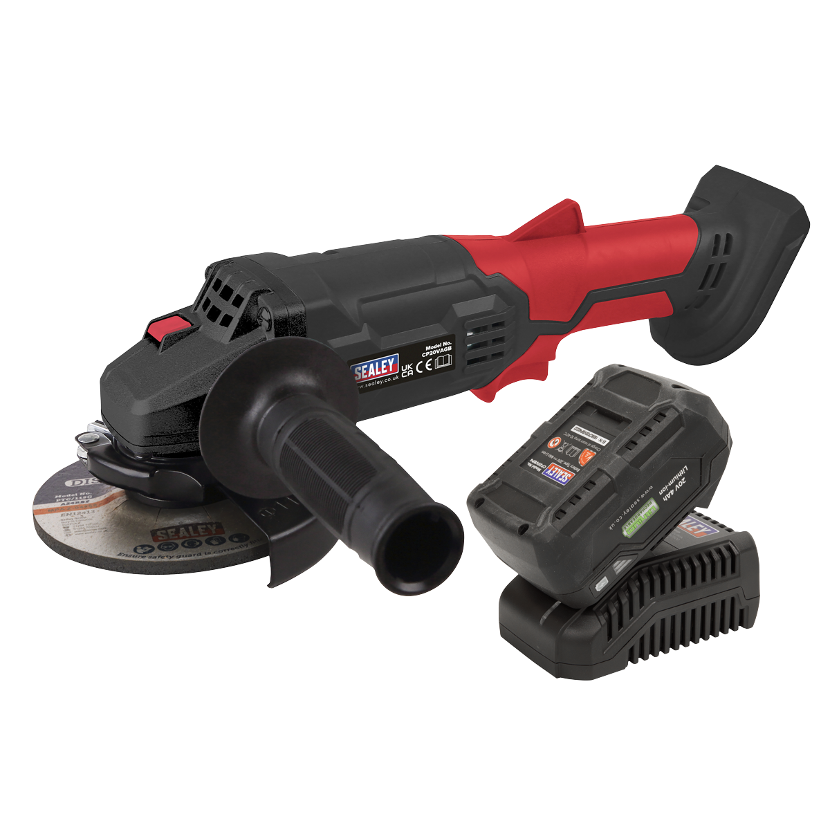 Sealey Ø115mm 20V 4Ah Cordless Angle Grinder Kit CP20VAGBKIT1