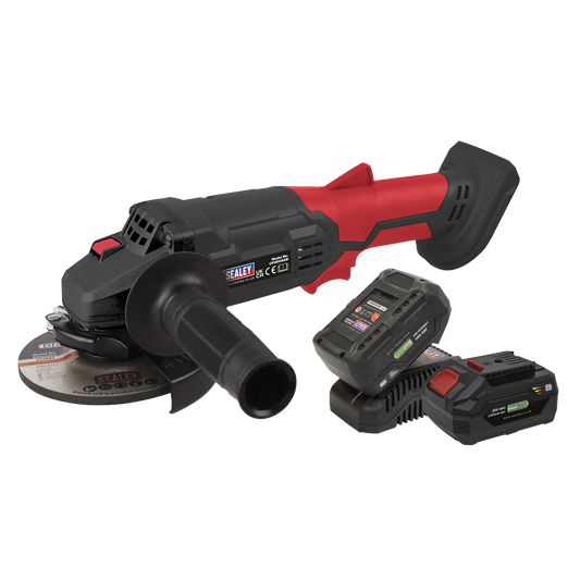Sealey 20V Ø115mm 4Ah Cordless Angle Grinder Kit - 2 Batteries CP20VAGBKIT