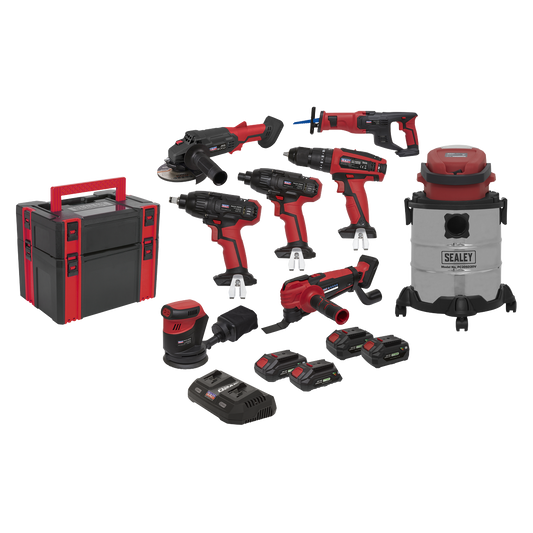 Sealey 8 x 20V Cordless Tool Combo - 4 Batteries CP20VCOMBO4