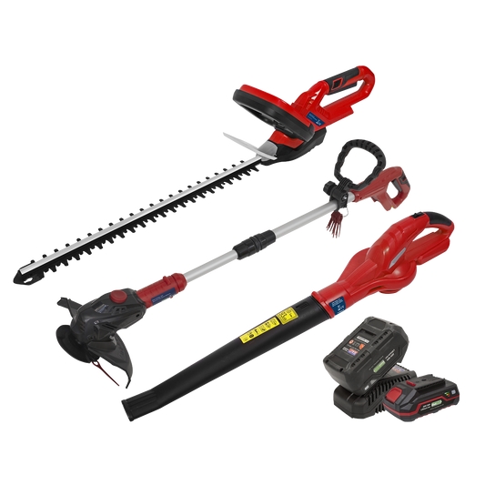 Sealey 3 x 20V Series Garden Power Tool Kit - 2 Batteries CP20VCOMBO6