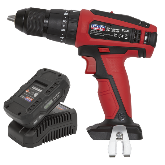 Sealey 20V SV20 Series Ø13mm 2Ah Lithium-ion Hammer Drill/Driver Kit CP20VDDKIT1