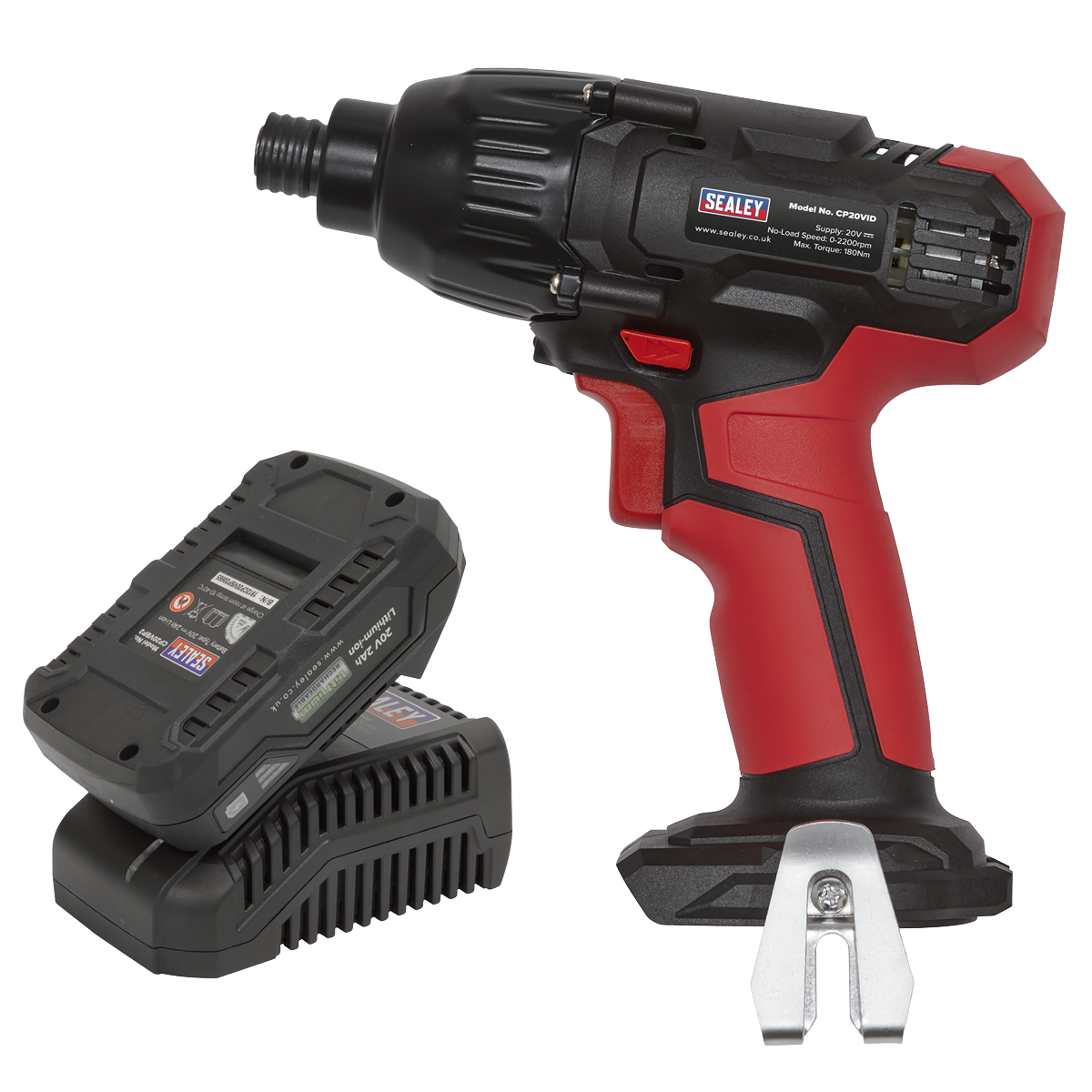 Sealey 20V 2Ah SV20 Series 1/4"Hex Drive Impact Driver Kit CP20VIDKIT1
