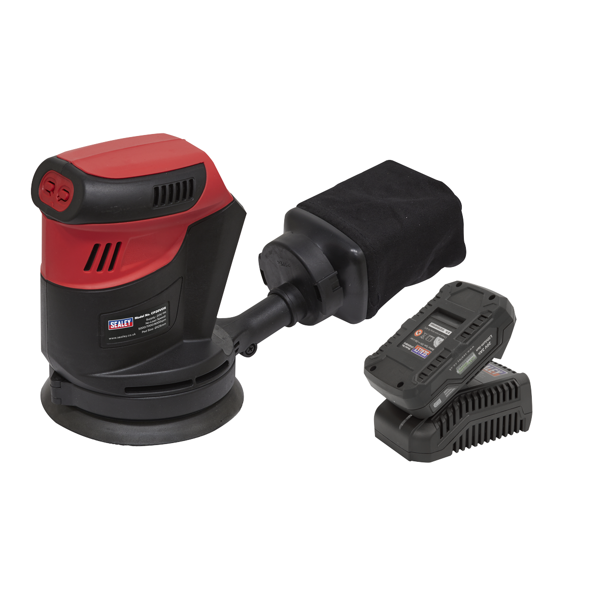 Sealey 20V 2Ah Ø125mm Cordless Orbital Palm Sander Kit CP20VOSKIT1