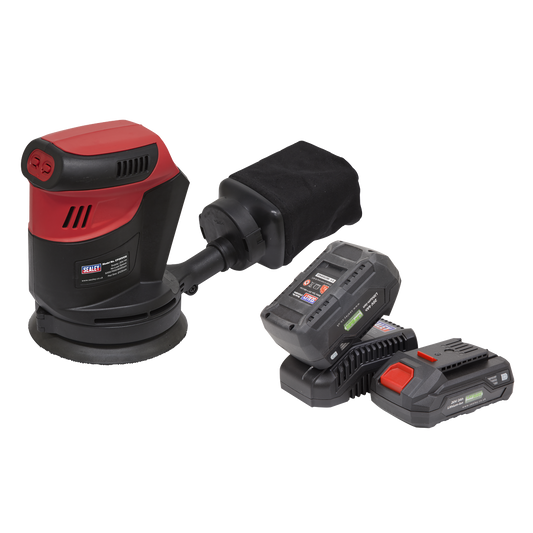 Sealey 20V Ø125mm Cordless Orbital Palm Sander Kit - 2 Batteries CP20VOSKIT