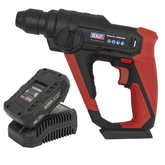 Sealey 20V 2Ah SV20 Series SDS Plus Cordless Rotary Hammer Drill Kit CP20VSDSKIT1