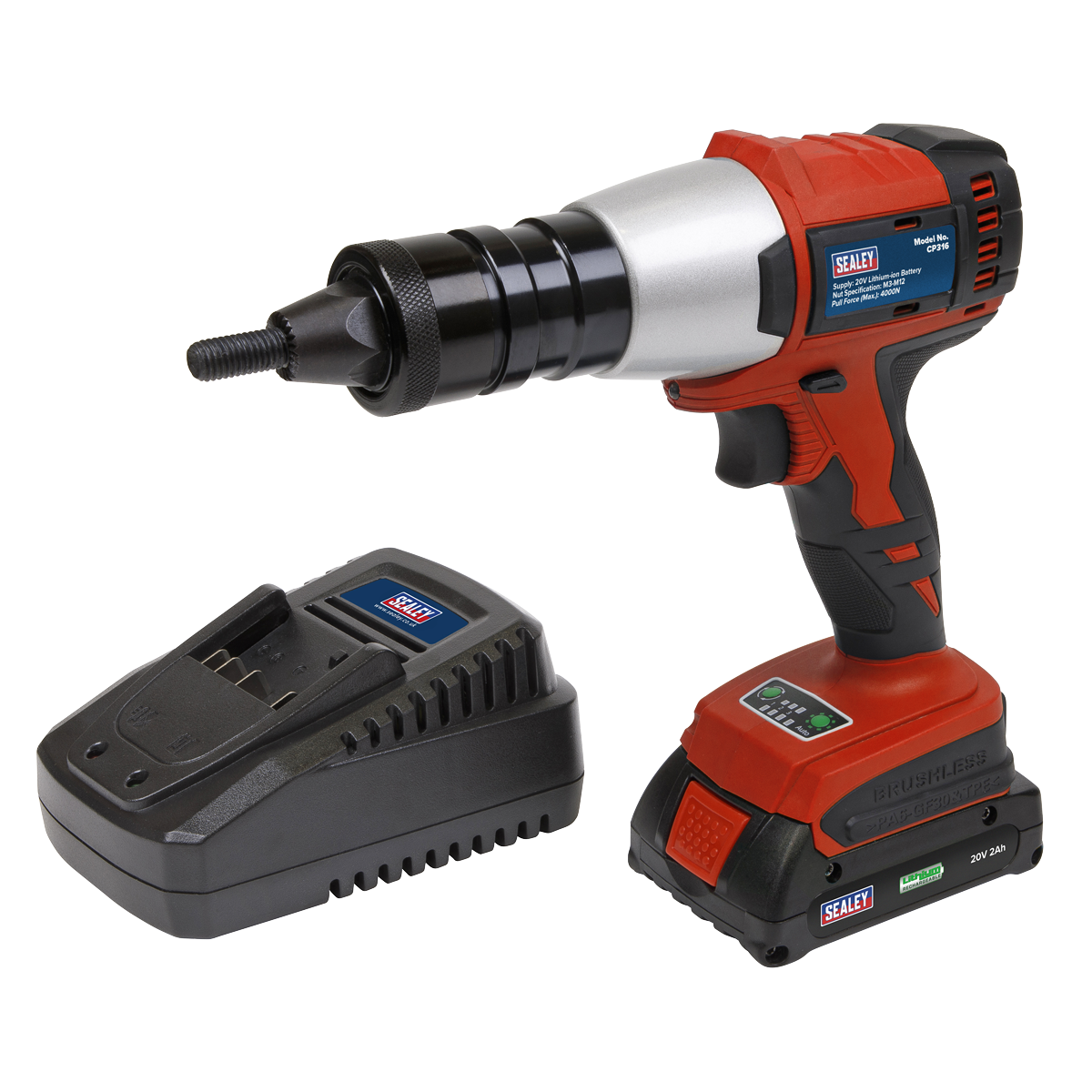 Sealey 20V 2Ah Lithium-ion Cordless Nut Riveter CP316