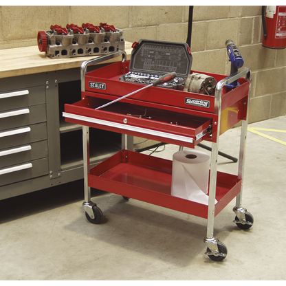 Sealey 2-Level Heavy-Duty Trolley with Lockable Drawer CX101D