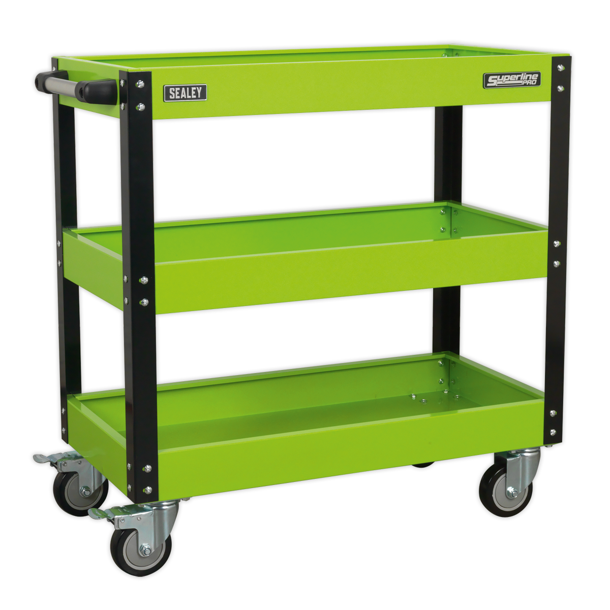 Sealey 3-Level Heavy-Duty Workshop Trolley - Hi-Vis Green CX110HV