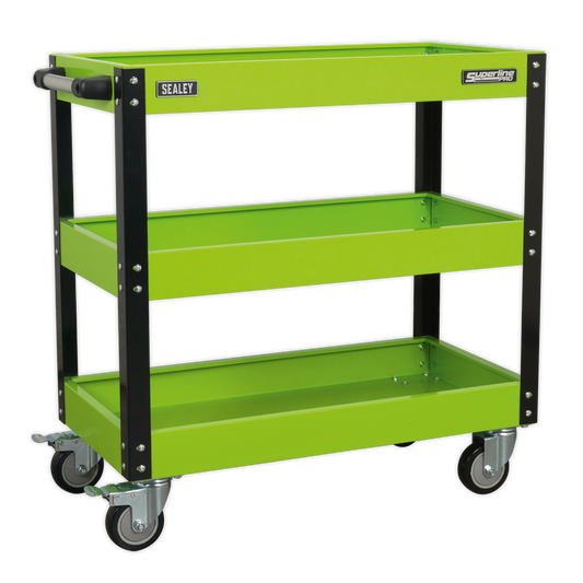 Sealey 3-Level Heavy-Duty Workshop Trolley - Hi-Vis Green CX110HV