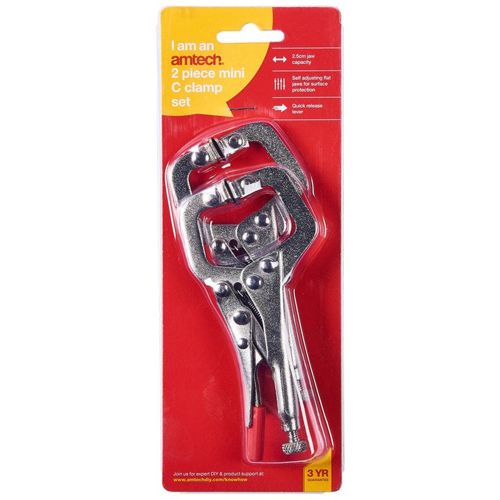 Amtech 2 Piece mini C clamp set D2080