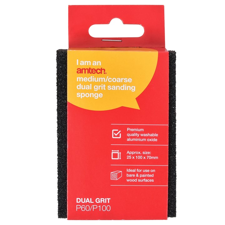 Amtech Medium/coarse dual grit (P100/P60) sanding sponge E0280