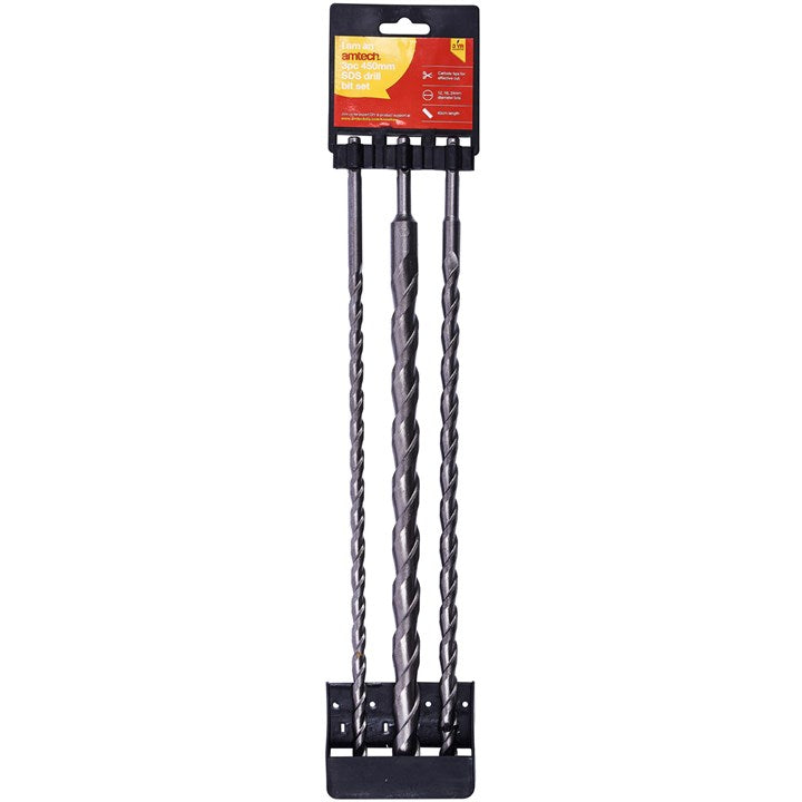 Amtech 3 Piece 450mm (18") SDS drill bit set E0695