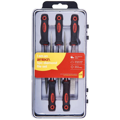 Amtech 5 Piece 100mm (4") diamond file set E1330
