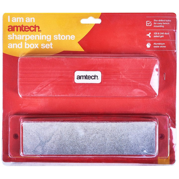 Amtech 200mm (8") Combination sharpening stone and box set E2010