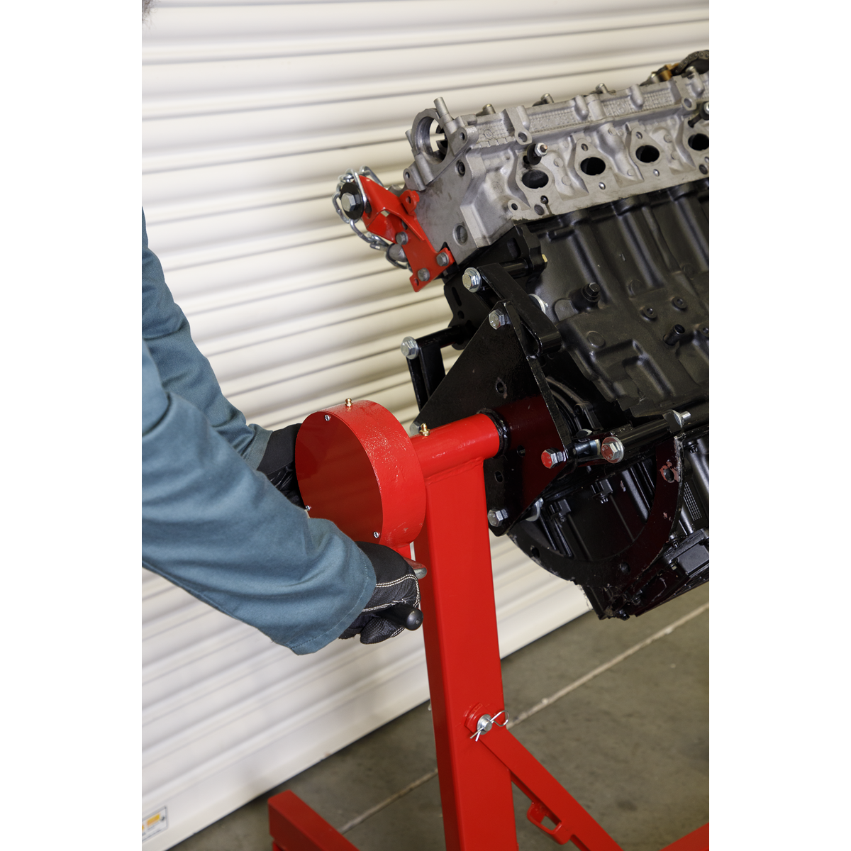 Sealey 450kg Folding 360º Rotating Engine Stand with Geared Handle Drive ES480D