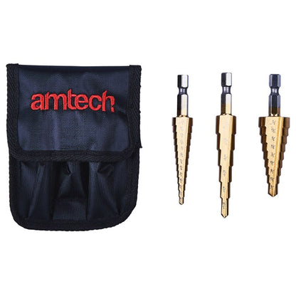 Amtech 3 Piece high speed steel step drill set F0785