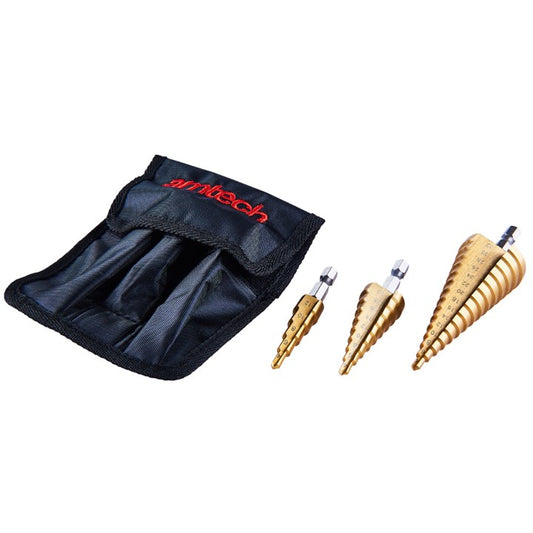 Amtech 3 Piece high speed steel step drill set (large) F0790