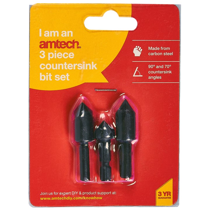 Amtech 3 piece countersink bit set F0820
