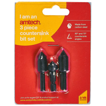 Amtech 3 piece countersink bit set F0820