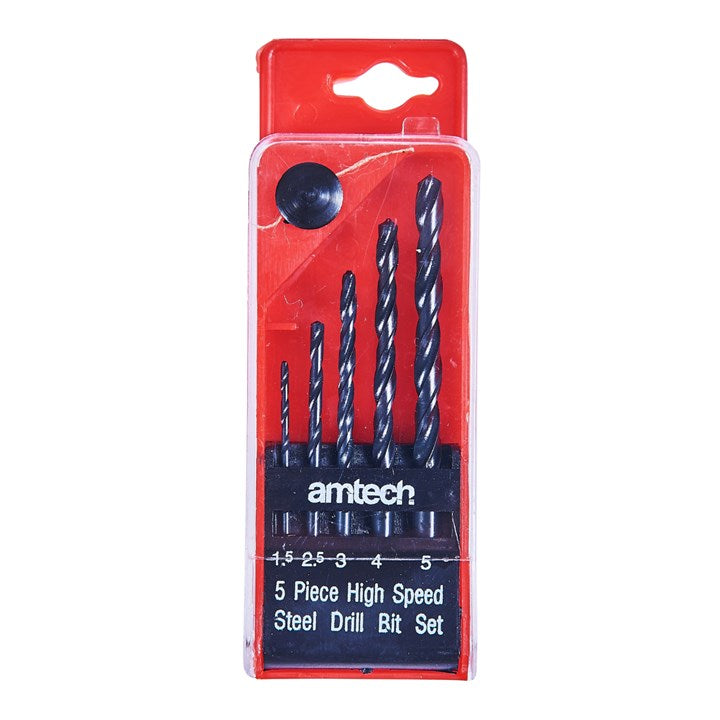 Amtech 5 Piece high speed steel (HSS) drill set F0950