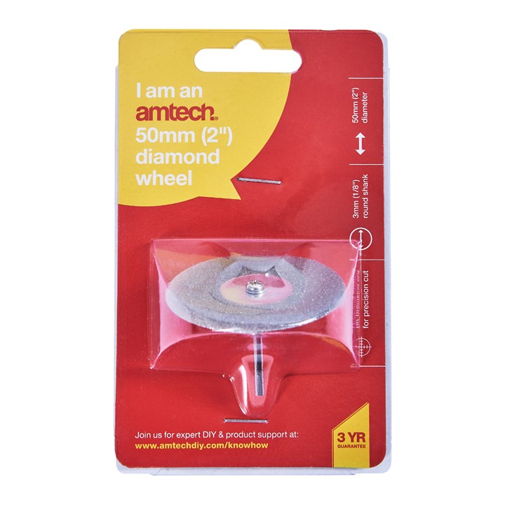 Amtech 50mm (2") Diamond wheel with mandrel F0977