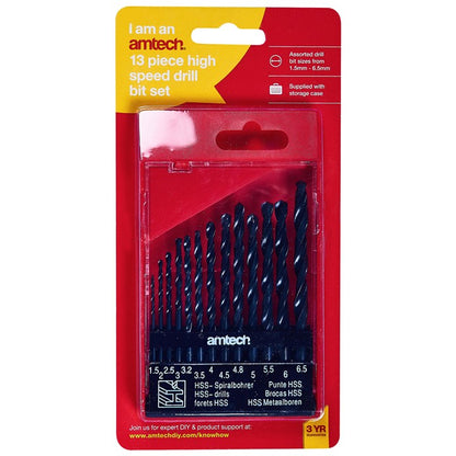 Amtech 13 Piece high speed steel (HSS) drill set - small F1000