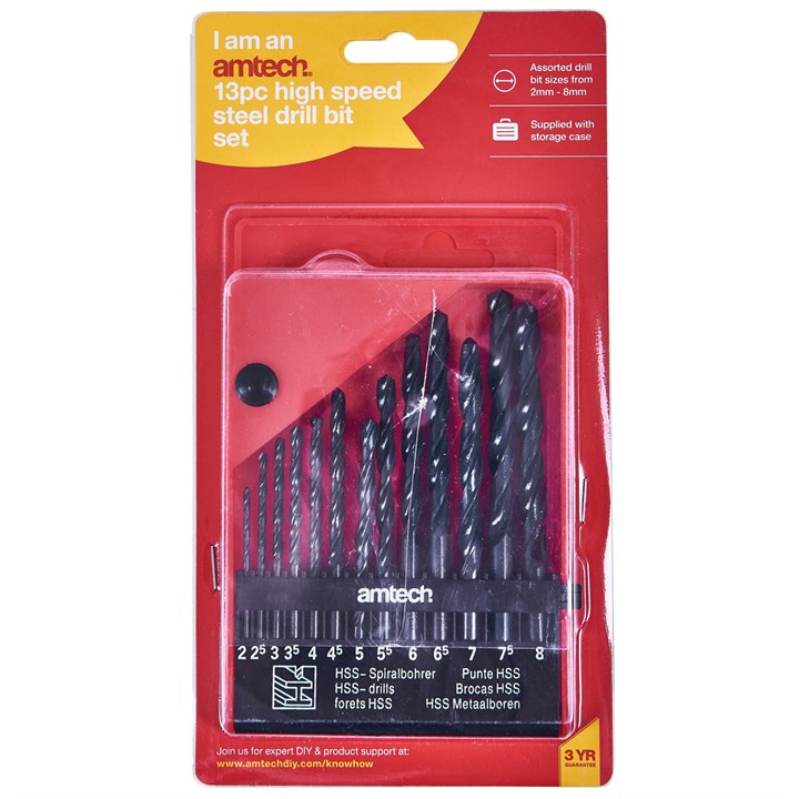 Amtech 13 Piece high speed steel (HSS) drill set - large F1100