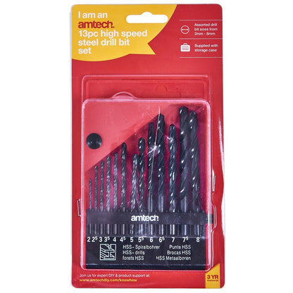 Amtech 13 Piece high speed steel (HSS) drill set - large F1100