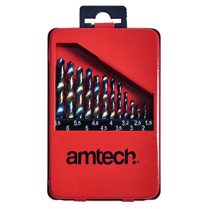 Amtech 13 Piece Titanium coated high speed steel (HSS) drill bit set F1122