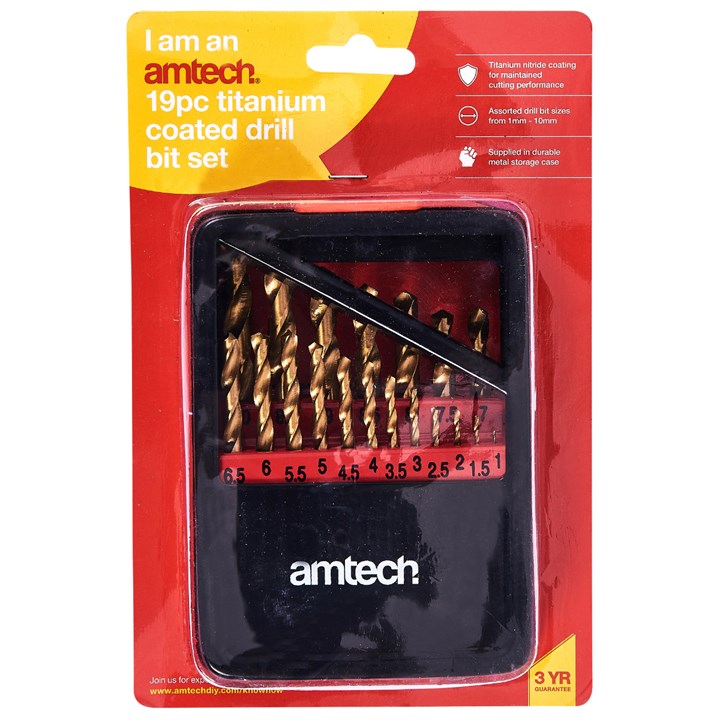 Amtech 19 Piece titanium coated drill bit set F1140