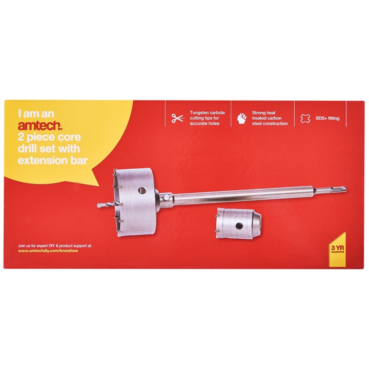 Amtech 50mm and 110mm Core drill with extension bar F1195