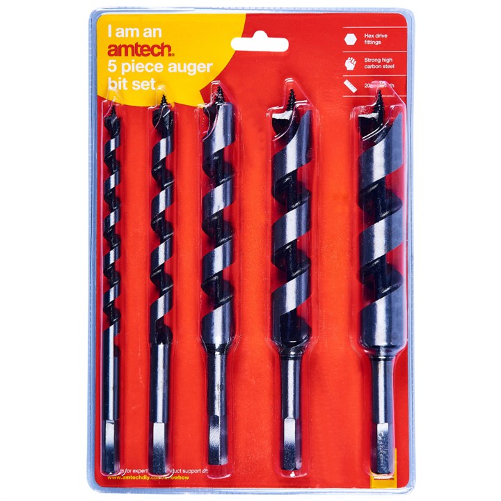 Amtech 5 Piece auger drill bit set (200mm length) F1370